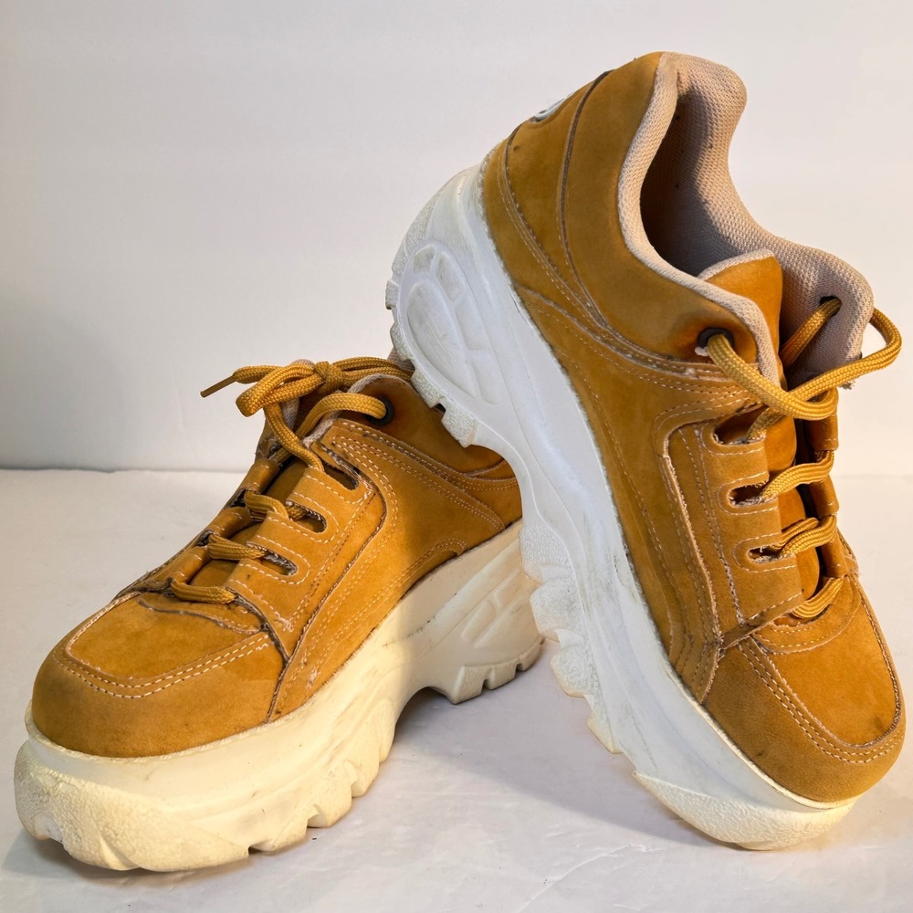 Perugia Platform Sneakers Women's Size 6 Mustard Yellow Chunky Y2K Retro Sole